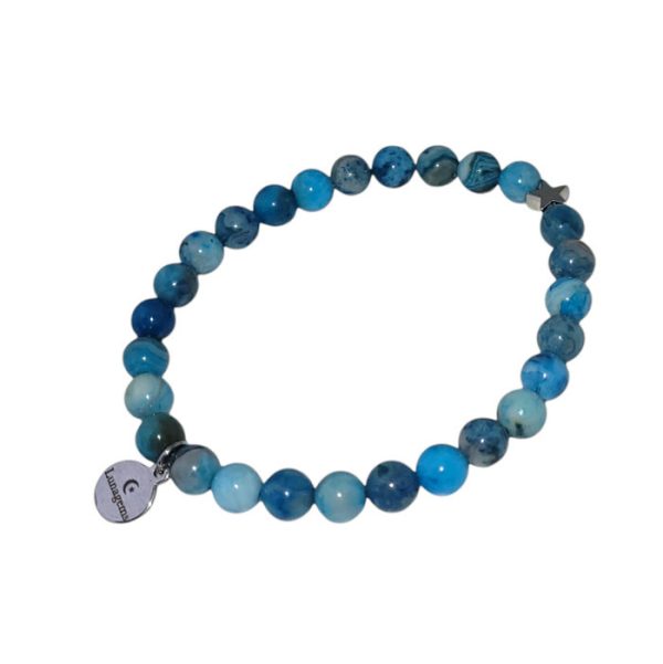 Elastische armband met blue crazy agaat kralen.