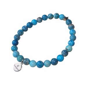 Elastische armband met blue crazy agaat kralen.