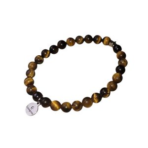 Elastische armband met tijgeroog kralen.