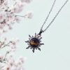 Zilveren stainless steel ketting met een zon hanger met tijgeroog steen.