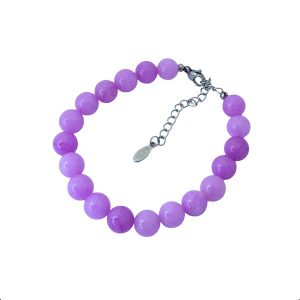 Armband met geverfde lila kwarts kralen en stainless steel verlengkettinkje