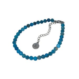 Armband met donkerzilverkleurig verlengkettinkje en apatiet kraaltjes.