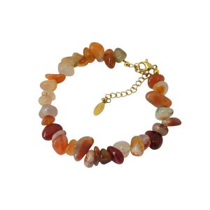 Armband carneool met verlengkettinkje stainless steel
