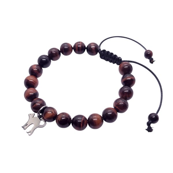 Armband met rode tijgeroog, rozenkwarts, amazoniet, goudkleurige rhinestone kralen