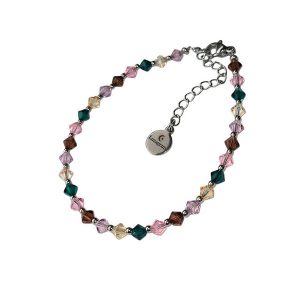 Stainless steel armband met gekleurde Swarovski kraaltjes