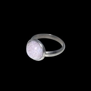 Roestvrijstalen ring met lichtroze Indian agaat cabochon