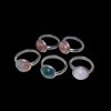 5 roestvrijstalen ringen met Indian agaat cabochon