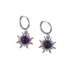 Oorbelringen stainless steel met zonnetjes amethist zilver