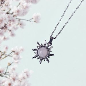 Ketting met zon hanger rozenkwarts