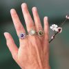 3 Stainless steel ringen zilverkleurig met amethist, rozenkwarts en tijgeroog