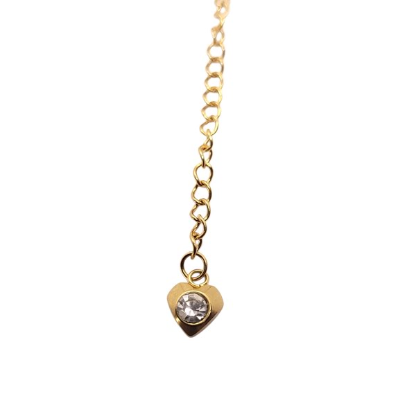 Stainless steel verlengkettinkje goud met hartje en rhinestone steentje