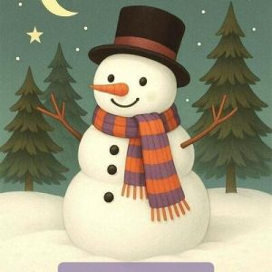 Kerstkaartje met sneeuwman
