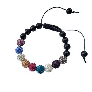Handgeknoopte armband met rhinestone en onyx